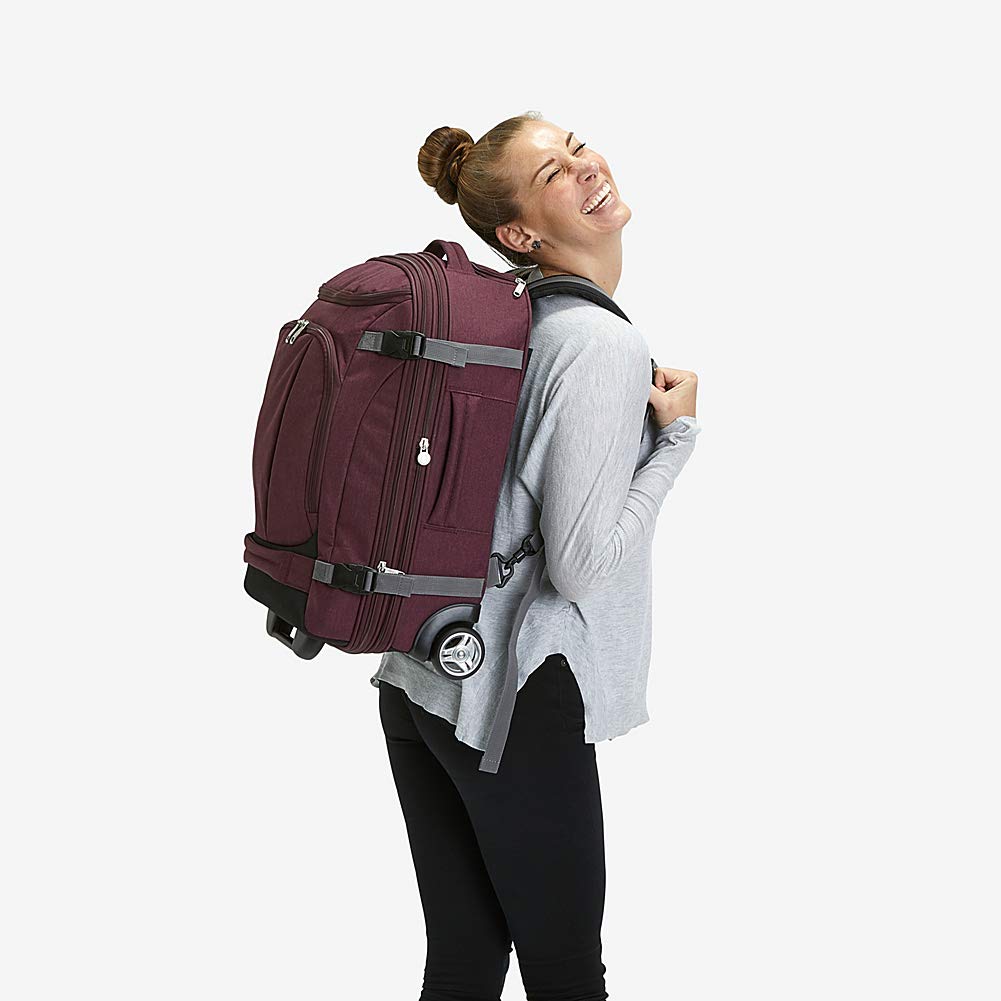 eBags TLS Mother Lode Rolling Weekender 22 Inch Travel Backpack with Wheels - Carry-On - (Heathered Graphite)