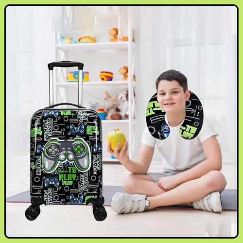 Inprof Kid’s Luggage Set 5 Piece Suitcase Set 16’’ Hardside Luggage with Spinner Wheels Girls Boys Carry on Luggage Travel Rolling Luggage Airline Approved