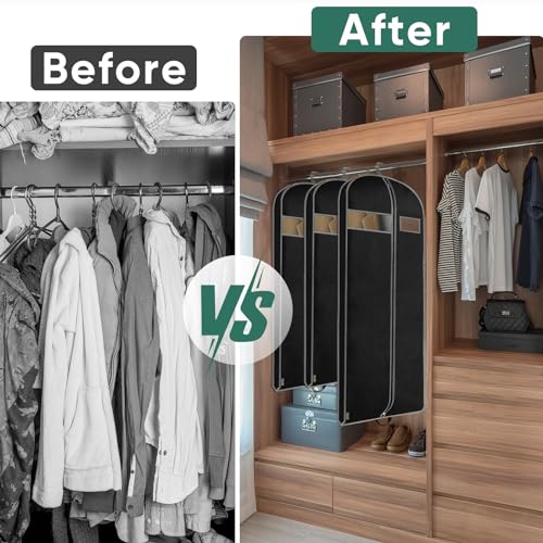 BALEINE 1PK Heavy Duty Garment Bag with Shoe Storage Travel Bag for Dresses, Suit, Coats Travel Essential (54", Black)
