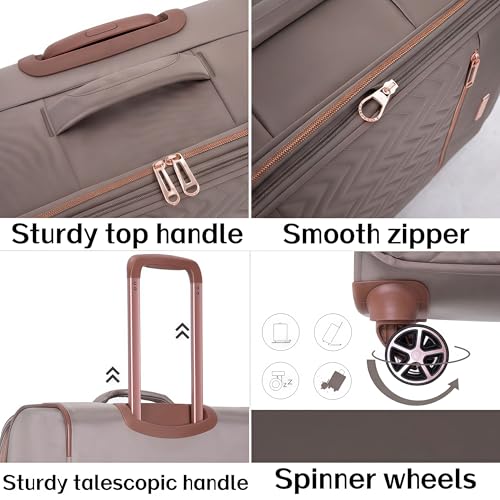 Travelhouse Softside 3 Piece Luggage Sets, 4 Piece Expandable Soft Sided Suitcase with Spinner Wheels, Lightweight Travel Set with Underseat Duffel Bag (16/20/24/28)