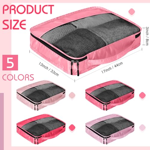 Bulyoou 5 Pcs Packing Cubes for Suitcase Large Travel Cubes Carry on Luggage Organizer Bags for Clothes Accessories(L,Pink)