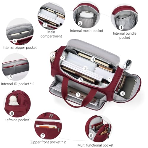 Hanke Underseat Carry On luggage Bags for Travel, Foldable Travel Bags for Women, Soft Lightweight Personal Item Travel Bag Small Carry On Bags for Airplanes, Travel Tote Bags for Women Men.（Burgundy）