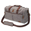S-ZONE 65L Expandable Canvas Duffle Bag Travel Overnight Holdall Weekend Bag with Shoes Compartment Large Carry On Bag Tote Gym Bag for Men Women, Light Gray, X-Large, Travel Duffle