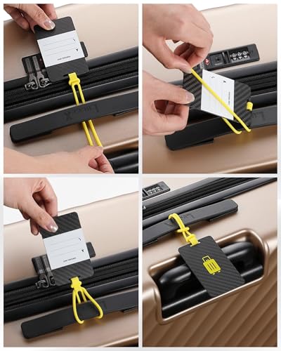 LUGGEX Luggage Tag for Suitcases - Carbon Fiber Accelerate Identification Bag Tag with Reusable Writing Panel - Waterproof & Durable, Travel Essentials（1 Pack）