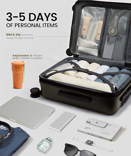 LOVEVOOK Carry On Luggage 22x14x9 Airline Approved, Expandable Hard Shell Suitcase with Spinner Wheels, USB Charging Port & Front Pocket, PC Hardside Rolling Luggage with TSA Lock for Travel