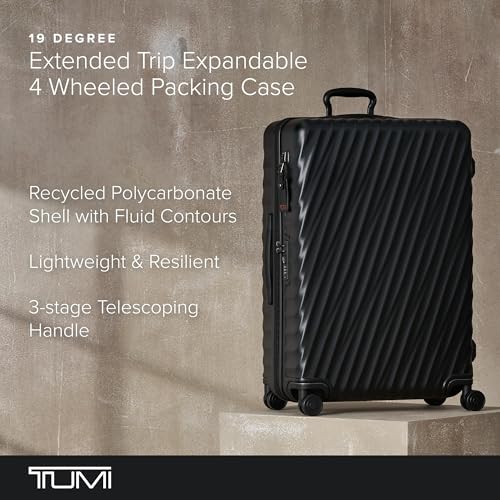 TUMI - 19 Degree Large Expandable Checked Luggage - 4-Wheels - Durable Hard Shell Zipper Expansion Checked Bag - Suitcase - Matte Black