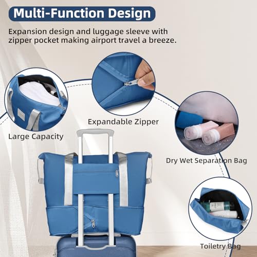LARVENDER 3-Piece Carry On Luggage Set for Women,Hard Shell Suitcase 20Inch Carry On Luggage 22x14x9 Airline Approved, Spinner Wheel and TSA Lock（Navy 20Inch/DB/TB）