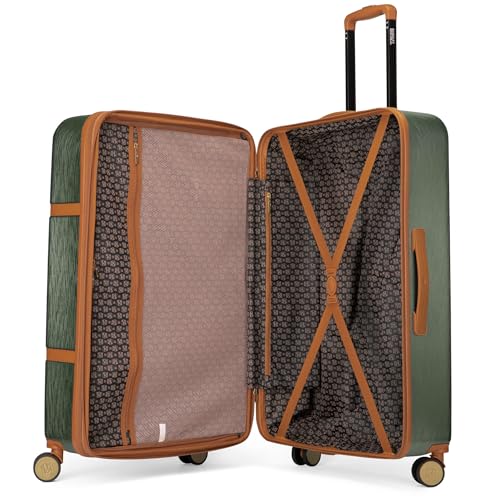Badgley Mischka Grace 3 Piece Polycarbonate-ABS Expandable Retro Luggage Set (Olive Green)