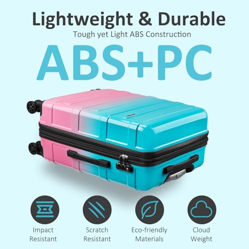 VIVIcity Carry on Luggage 22x14x9 Airline Approved, Expandable 20 Inch Hardside Suitcase with Wheels TSA Lock, PC+ABS Lightweight Carry on Suitcases for Women