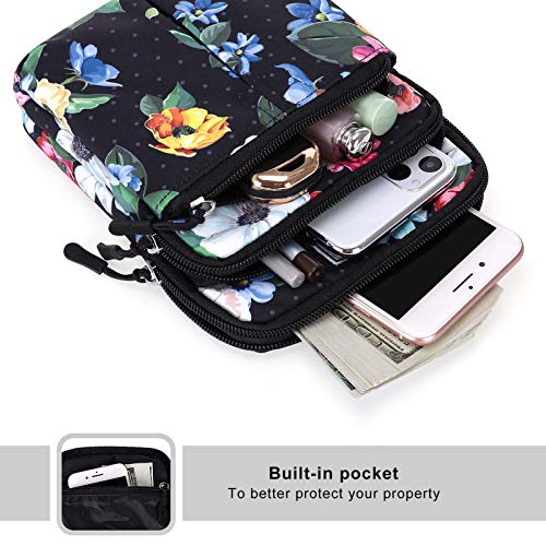 KAMO Multifunction Phone Bag One Shoulder Phone Waist Bag Diagonal Cross Bag Smart Phone Case Outdoor Bag Triple Zip Hipster Crossbody Purse for Women & Men