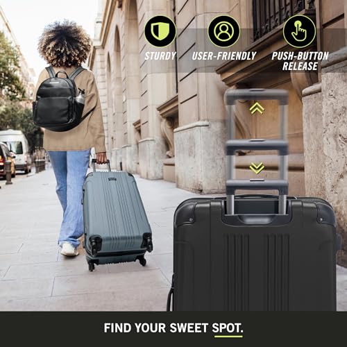 Kenneth Cole REACTION Out of Bounds Lightweight Hardshell 4-Wheel Spinner Luggage, Midnight Black, 28-Inch Checked