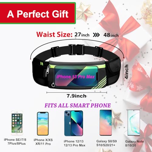 Slim Running Belt Fanny Pack,Waist Pack Bag for Hiking Cycling Workout,Reflective Runners Belt Jogging Pouch,Travelling Money Phone Holder for Running Gear Accessories