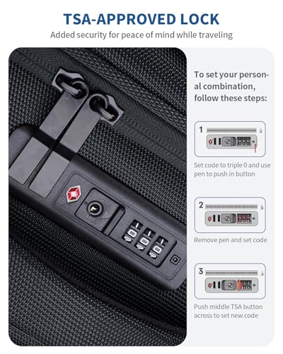 ECOHUB Carry On Luggage Airline Approved, 21 Inch Height Softside Carry On Suitcase with Spring Shock-Absorbing Spinner Wheels, Lightweight Travel Luggage with TSA Lock, Fits 22x14x9 Carry-On Bag