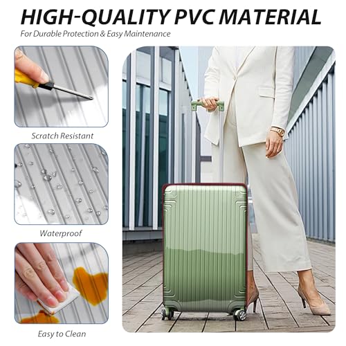 Linpr Transparent PVC Suitcase Cover, No Disassembly Required Clear Luggage Cover, Waterproof Travel Wrap Luggage Protectors (34, Red)
