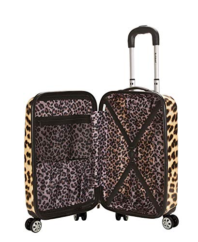 Rockland Safari Hardside Spinner Wheel Luggage, Carry-on 20", Leopard