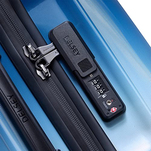 DELSEY PARIS Cactus Hardside Luggage with Spinner Wheels, White/Blue, Checked-Medium 24 Inch