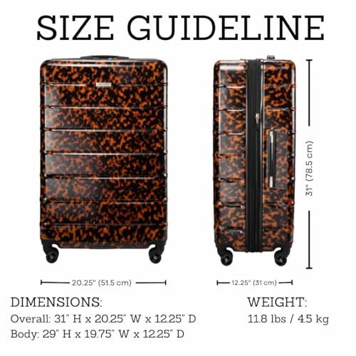Ricardo Beverly Hills Cambria Hardside Luggage | Stylish Suitcase with Wheels for Effortless Travel, Expandable and Secure TSA-Locked Packing 29-inch Large Checked (Tortoise, Checked Large 29-Inch)
