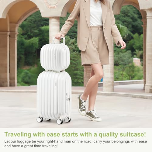 Joyway Carry on Luggage Airline Approved with Spinner Wheels, Hardside 20 Inch Carry-on Suitcases with TSA Lock(2 piece, White)