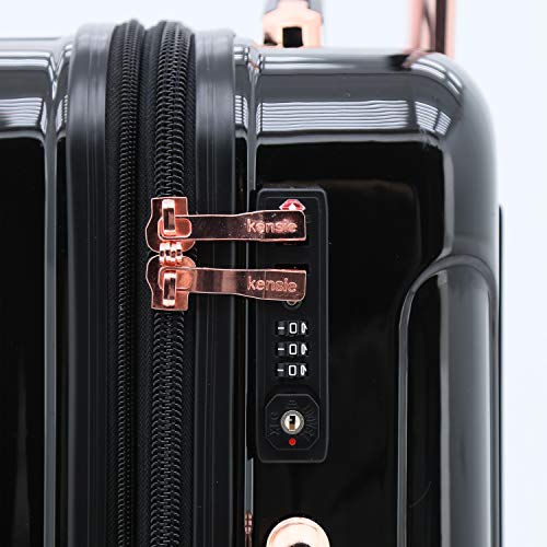 kensie 3 Piece "Alma" Light Metallic Style TSA-Lock Spinner Luggage Set, Midnight Black Option