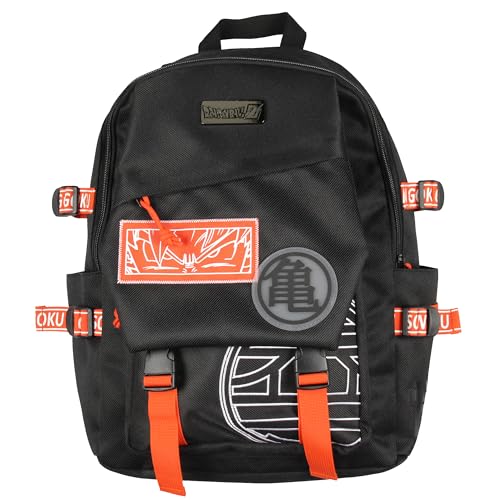 Bioworld Dragon Ball Z Anime King Kai and Hermit Turtle Kanji Travel Backpack With Padded Tech Pocket For Women For Men