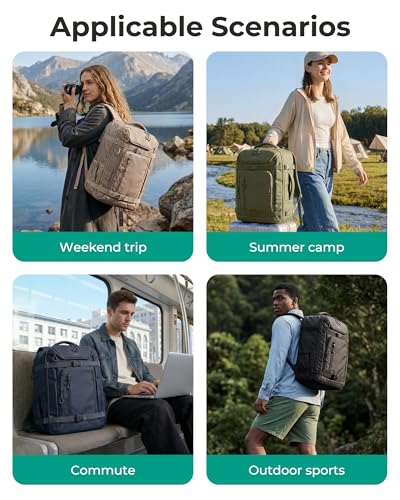 BAGSMART 40L Travel Backpack for Women & Men Fits 17-Inch Laptop, Airline Approved Carry On Backpack with Wet Pocket & Shoe Pouch, Water-Resistant Personal Item Travel Bag, Camel