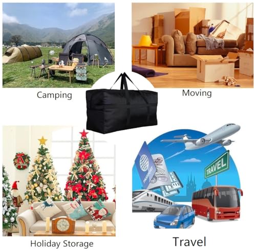 DoYiKe Extra Large Storage Duffle Bag with Zippers and Handles, Black Big Foldable Duffle Bag for Travel-130L