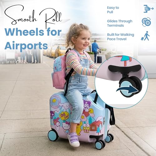 Bioworld Hello Kitty & Friends Ride-On 18" Suitcase For Kids & Toddlers