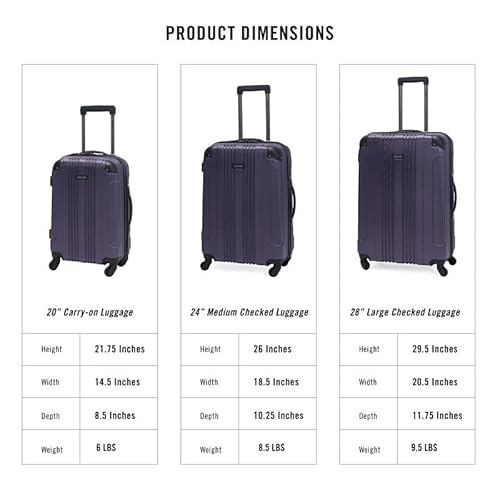 Kenneth Cole REACTION Out of Bounds Lightweight Hardshell 4-Wheel Spinner Luggage, Smokey Purple, 2-Piece Set (20" & 28")