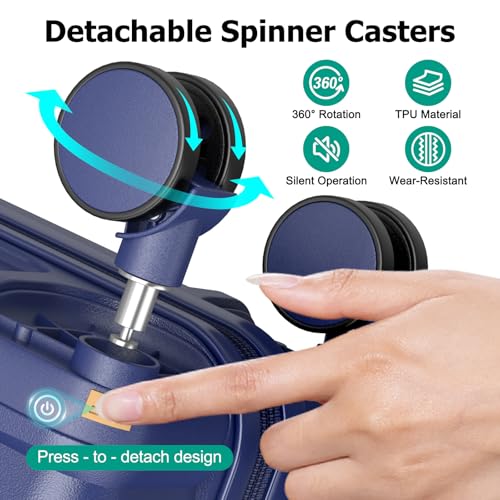Joyway Luggage Sets 6 Piece with Detachable Spinner Wheels, Lightweight Hard Shell Travel Suitcse Set with TSA Lock (Blue, 6 Piece Set)