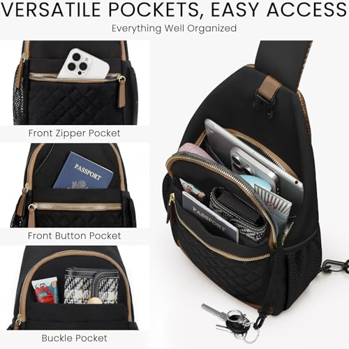 Vankor Small Crossbody Purses Bags for Women Men Travel, Chest Sling Bag Women Casual Cross Body Bag for Woman Sling Backpack Black