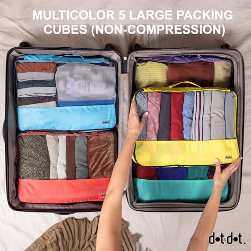 Large Packing Cubes for Travel - 5pc Packing Cubes for Suitcases - Lightweight Luggage Organizer Bags (Non-Compression)