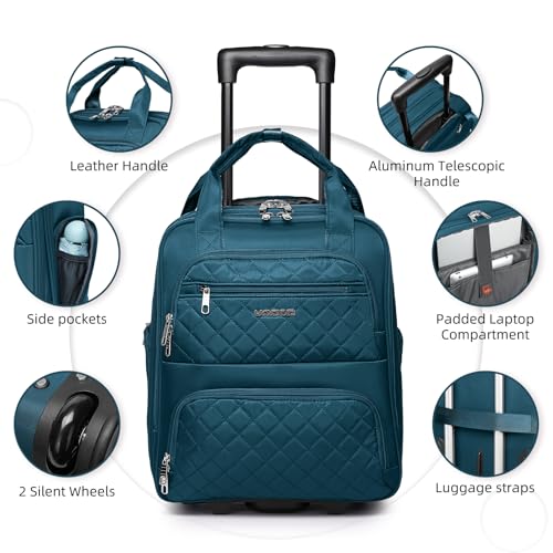 LARVENDER 3 Piece Luggage Set with Spinner Wheels - Expandable Softside 20 Inch Carry On Suitcase 22x14x9 Airline Approved,TSA Lock, Blue