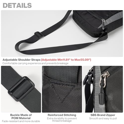 mixi Crossbody Sling Bag for Men Women Lightweight Water Resistant Casual Shoulder Bag for Daily Commute Travel Hiking Daypack, 11 inch Black Gray