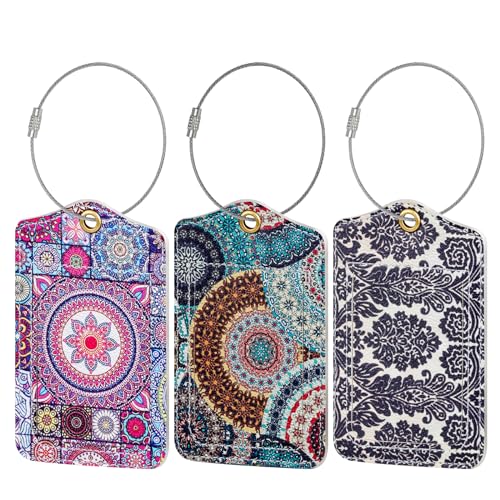 Fishent Luggage Tag, 3 Pack Travel Cruise Luggage Tags for Suitcases, Cute Suitcase Tags Identifiers Bag Tags with Privacy Flap, Baggage Name Tag for Women Men Luggage Backpack Handbag School Bag