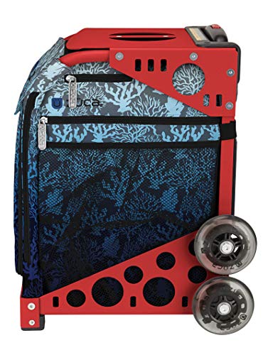 ZUCA Blue Reef Deep Sea Sport Insert Bag and Red Frame with Flashing Wheels