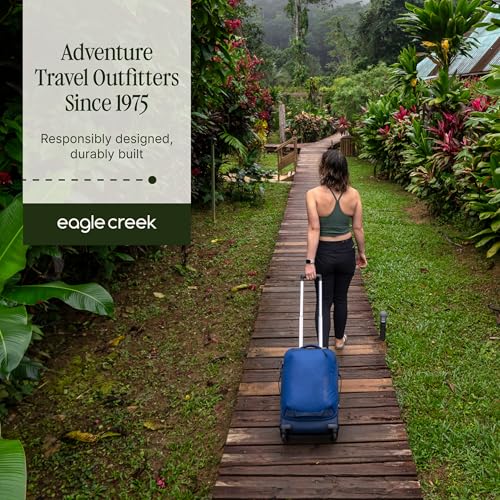 Eagle Creek Expanse 4-Wheel 22" Carry-On Luggage - Rolling Four-Wheel Carry-On Luggage for Easy Travel - Lockable Zippers - Expandable Main Compartment - Telescoping Handles - Pilot Blue