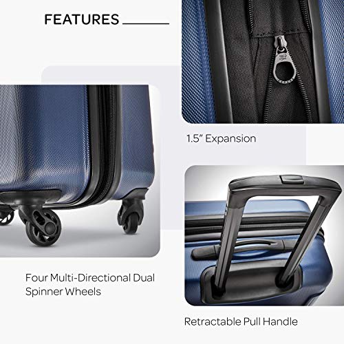 American Tourister Moonlight Hardside Expandable Luggage with Spinner Wheels, Navy, 3-Piece Set (21/24/28)
