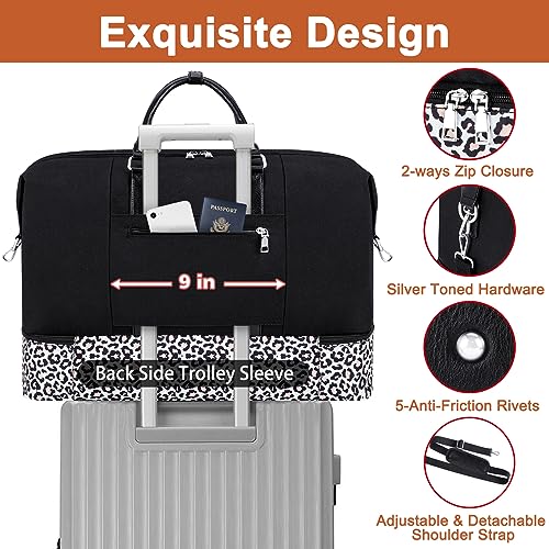 Travel Weekender Bag for Women, 21" Overnight Bag with Shoe Compartment 50L Large Travel Duffel Bag Carry On Tote for Weekend, Overnight, Business Trips, Water Resistant