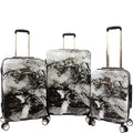 BEBE Teresa 3pc Spinner Suitcase Set Luggage Set, Black Marble