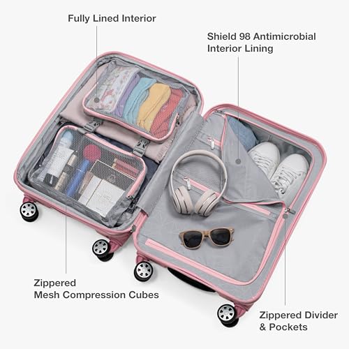 Traveler's Choice Pagosa Hardshell Expandable Luggage with Spinner Wheels, Pink, 22-Inch Carry-on