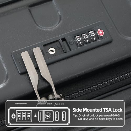Kaleenie 29 Inch Luggage with Expansion & Side Opening Design, 50 * 31(35)*76cm, 117L~133L Ligthweight ABS+PC Hardshell Checked Suitcase, TSA Lock & YKK Zipper with HINOMOTO 360° Wheels, Black