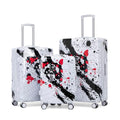 Japovker 3 Piece Luggage Set, 20/24/28 Inch PC Hardshell Suitcases with Printed Pattern, Lightweight Carry On with TSA Lock, 360° Spinner Wheels, Checked Family Travel Luggage sets (Black)