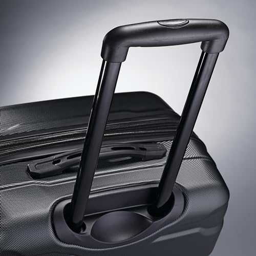 Samsonite Omni PC Hardside Expandable Luggage with Spinner Wheels, Black, Checked-Medium 24-Inch