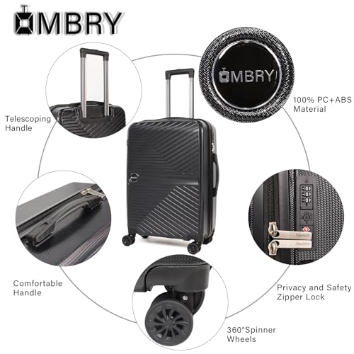 OMBRY Luggage Set 3 Pieces -Suitcase Set - Luggage with Wheels - Check-in Luggage - PC + ABS Durable Suitcase Rotating Silent Wheels 3-Piece 20/24/28 Mint Green (black)
