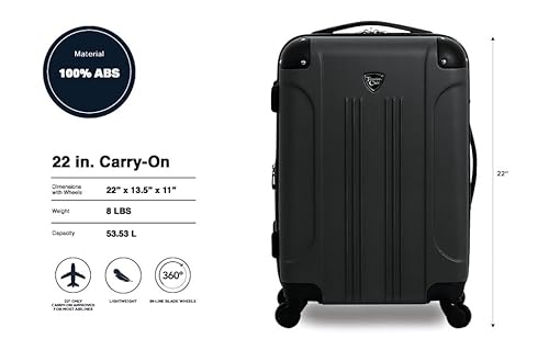 Travelers Club Chicago Hardside Expandable Spinner Luggage, Black, 22" Carry-On