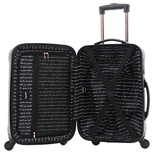 kensie 3 Piece "Alma" Light Metallic Style TSA-Lock Spinner Luggage Set, Midnight Black Option