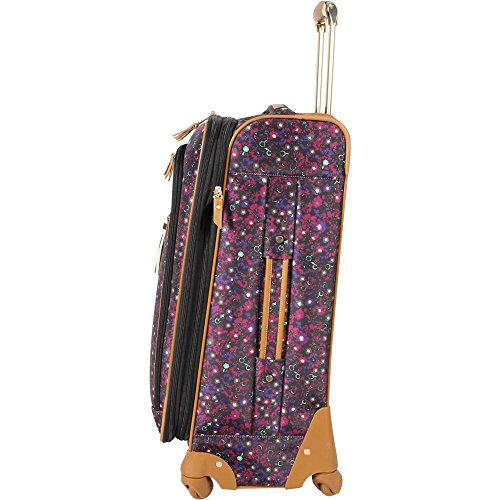 Steve Madden Designer Luggage Collection - Expandable 28 Inch Softside Bag for Men & Women - Durable Lightweight Checked Suitcase with 4-Rolling Spinner Wheels (Dark Purple)