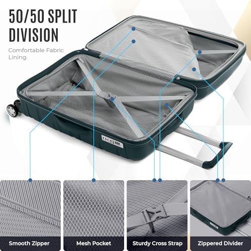 Gabbiano Unbreakable Hardshell PP Luggage Set Extra Large with 8 Wheels Thick Shell Multi Layer PP (Teal, Carry-On 22 Inch)