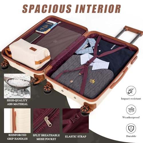 Cosbarn Luggage Sets 5 Piece Suitcases with Wheels, Suitcase Sets ABS Hard Case Luggage with TSA Lock Durable Carry-on Luggage with Spinner Wheels Travel Suitcase for Men Women