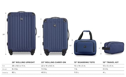 Travelers Club Midtown Hardside 4-Piece Luggage Travel Set, Navy Blue